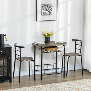 Bistro-Set 1 Tisch + 2 Stühle kompakt & modern Schwarz
