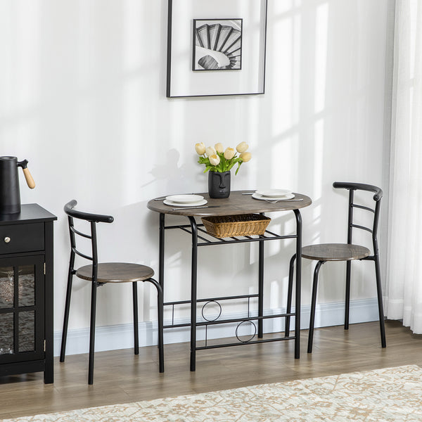 Bistro-Set 1 Tisch + 2 Stühle kompakt & modern Schwarz