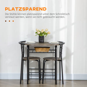 Bistro-Set 1 Tisch + 2 Stühle kompakt & modern Schwarz