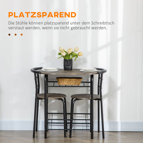 Bistro-Set 1 Tisch + 2 Stühle kompakt & modern Schwarz