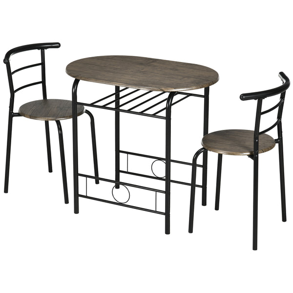 Bistro-Set 1 Tisch + 2 Stühle kompakt & modern Schwarz