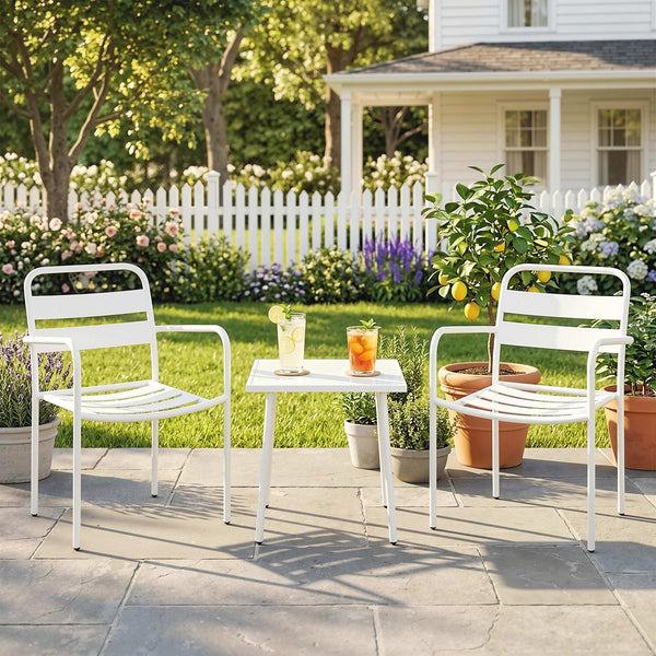 Bistroset Gartenmöbel Set mit Glastisch rostbeständig 3-teilig Metall