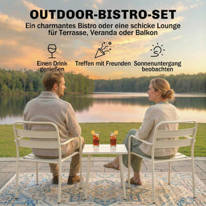 Bistroset Gartenmöbel Set mit Glastisch rostbeständig 3-teilig Metall