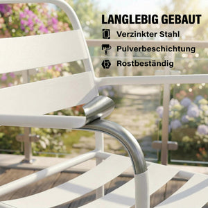 Bistroset Gartenmöbel Set mit Glastisch rostbeständig 3-teilig Metall