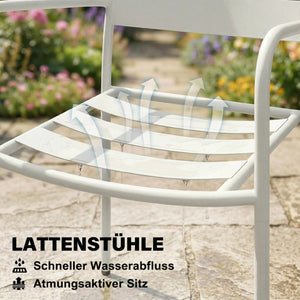 Bistroset Gartenmöbel Set mit Glastisch rostbeständig 3-teilig Metall