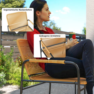 Bistroset Sitzgruppe Rattan für Garten Balkon 3-teilig gelb