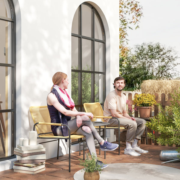Bistroset Sitzgruppe Rattan für Garten Balkon 3-teilig gelb