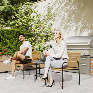 Bistroset Sitzgruppe Rattan für Garten Balkon 3-teilig gelb
