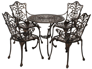 Bistroset Sitzgruppe LUGANO 5-teilig, Aluguss bronze antik
