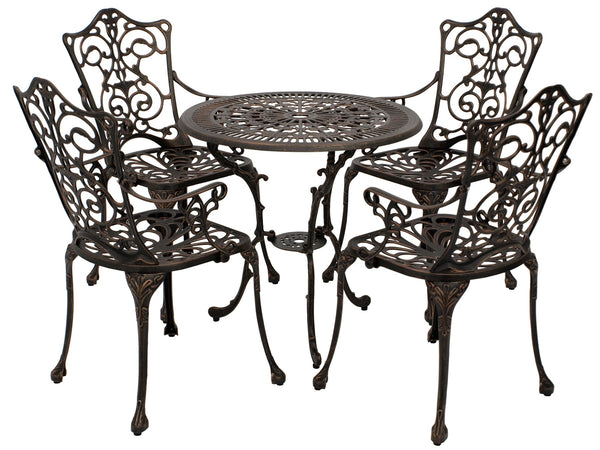 Bistroset Sitzgruppe LUGANO 5-teilig, Aluguss bronze antik