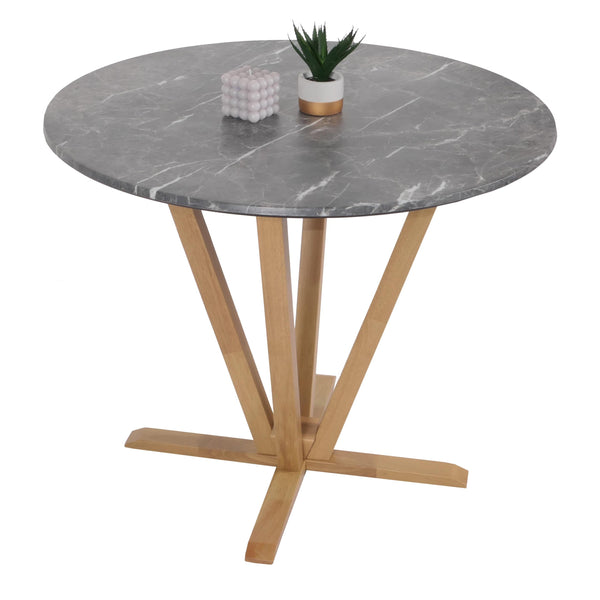 Bistrotisch Esstisch Massivholz HPL Laminat Ø92cm Marmoroptik