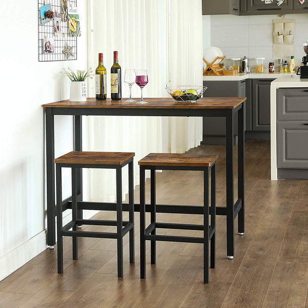 Bistro table, standing table with 2 bar stools, brown