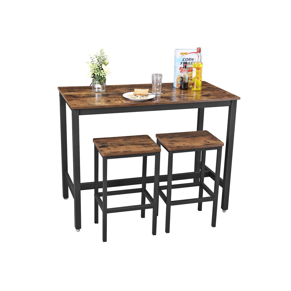Bistrotisch Stehtisch mit 2 Barhockern Braun