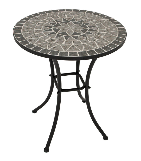 Bistrotisch SIENA 60cm rund, Eisen schwarz und Mosaik grau