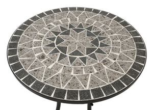 Bistrotisch SIENA 60cm rund, Eisen schwarz und Mosaik grau
