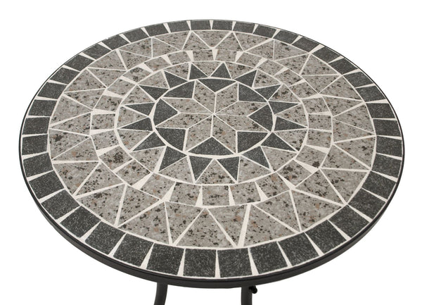 Bistrotisch SIENA 60cm rund, Eisen schwarz und Mosaik grau
