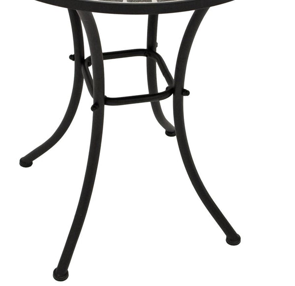Bistrotisch SIENA 60cm rund, Eisen schwarz und Mosaik grau