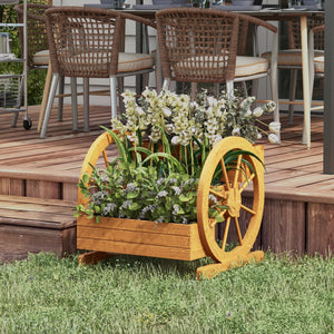 Blumenkasten 61x62x57cm im Wagenrad-Design Teak