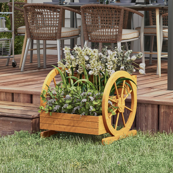 Blumenkasten 61x62x57cm im Wagenrad-Design Teak