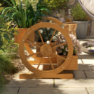 Blumenkasten 61x62x57cm im Wagenrad-Design Teak