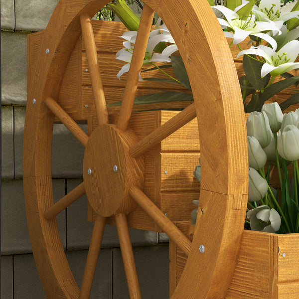 Blumenkasten 61x62x57cm im Wagenrad-Design Teak