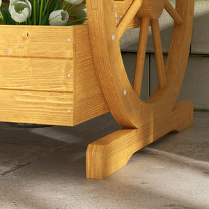 Blumenkasten 61x62x57cm im Wagenrad-Design Teak