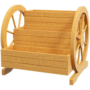 Blumenkasten 61x62x57cm im Wagenrad-Design Teak