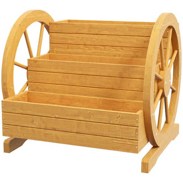 Blumenkasten 61x62x57cm im Wagenrad-Design Teak