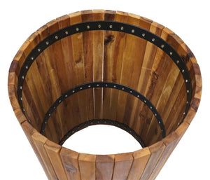 Runder Blumenkasten aus Akazie Holz 50x34cm, braun Outdoor