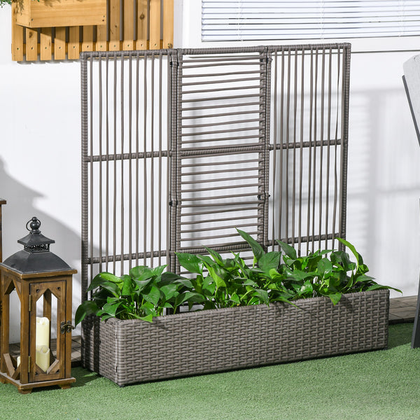 Blumenkasten mit Spalier wetterfest hoch Polyrattan grau