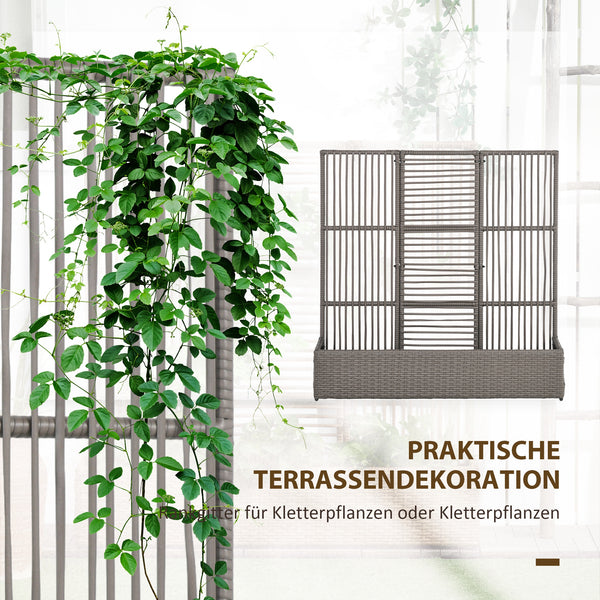 Blumenkasten mit Spalier wetterfest hoch Polyrattan grau