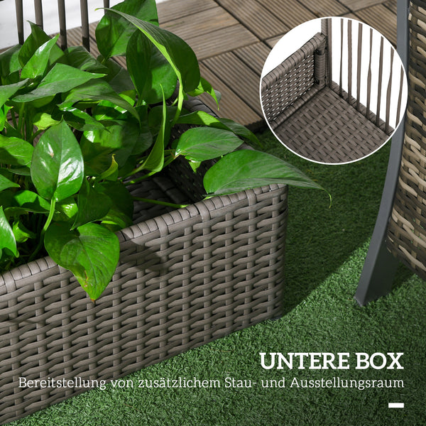 Blumenkasten mit Spalier wetterfest hoch Polyrattan grau