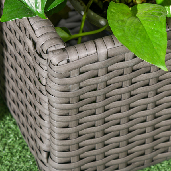 Blumenkasten mit Spalier wetterfest hoch Polyrattan grau
