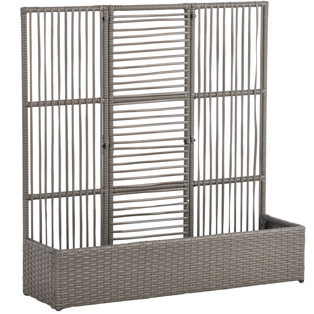 Blumenkasten mit Spalier wetterfest hoch Polyrattan grau