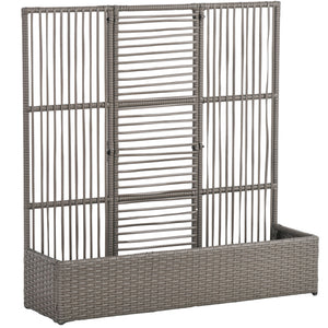 Blumenkasten mit Spalier wetterfest hoch Polyrattan grau
