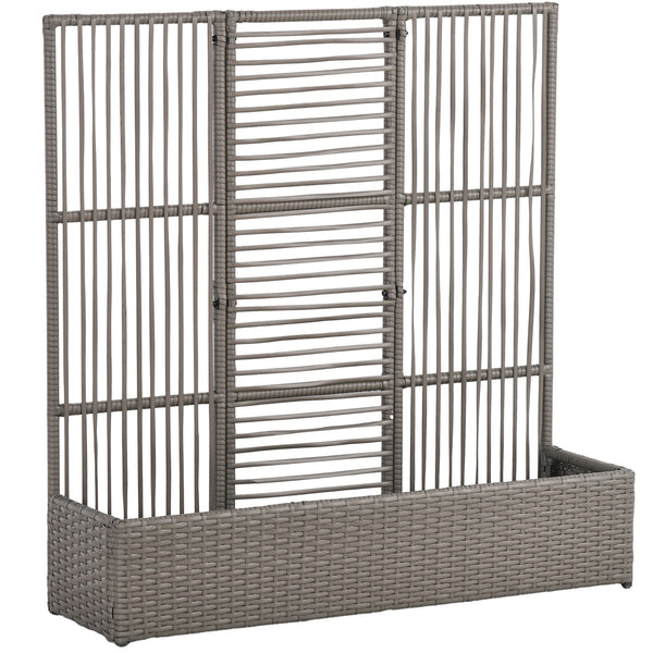 Blumenkasten mit Spalier wetterfest hoch Polyrattan grau