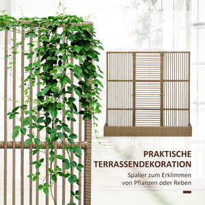 Blumenkasten mit Spalier wetterfest Polyrattan sandfarben