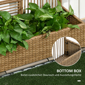 Blumenkasten mit Spalier wetterfest Polyrattan sandfarben