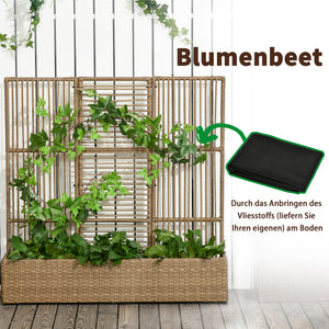 Blumenkasten mit Spalier wetterfest Polyrattan sandfarben