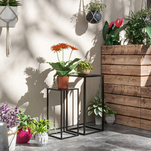 Blumenständer 2er Set skandinavisch modern Metall schwarz