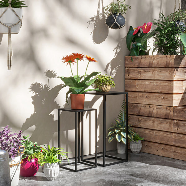 Blumenständer 2er Set skandinavisch modern Metall schwarz