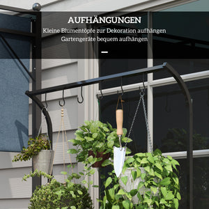 Blumenständer mit 3 Etagen und 6 Haken Indoor Outdoor Metall schwarz