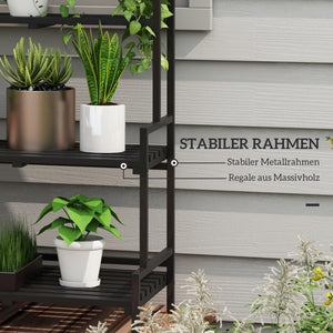 Blumenständer mit 3 Etagen und 6 Haken Indoor Outdoor Metall schwarz