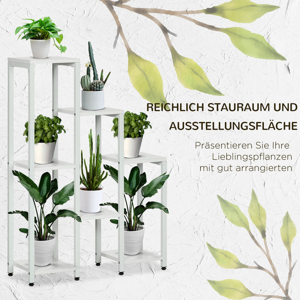 Blumenständer mit 7 Ebenen für innen und aussen aus Stahl weiss