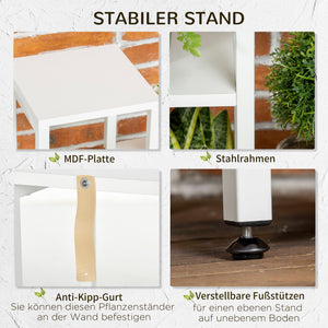 Blumenständer mit 7 Ebenen für innen und aussen aus Stahl weiss