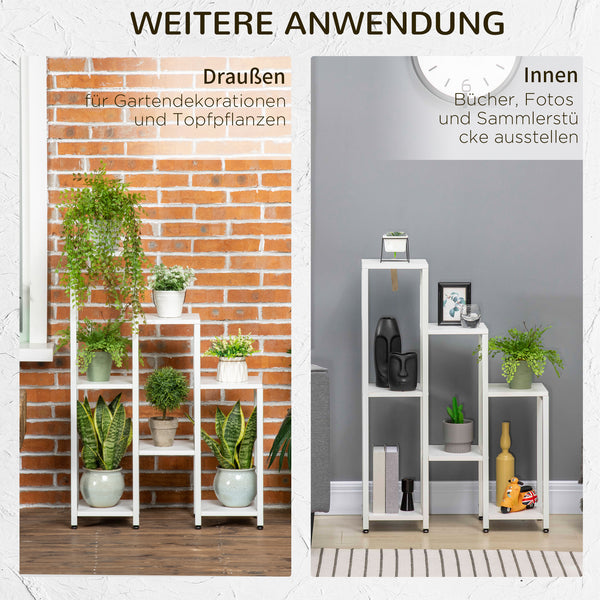 Blumenständer mit 7 Ebenen für innen und aussen aus Stahl weiss
