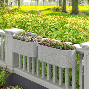 Blumentopf hängend 2er Set mit Ablauf für Balkon hellgrau