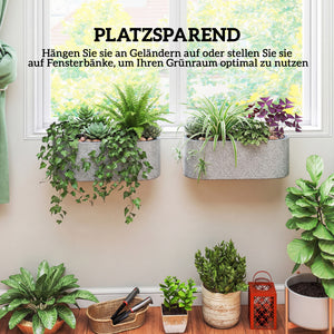 Blumentopf hängend 2er Set mit Ablauf für Balkon hellgrau