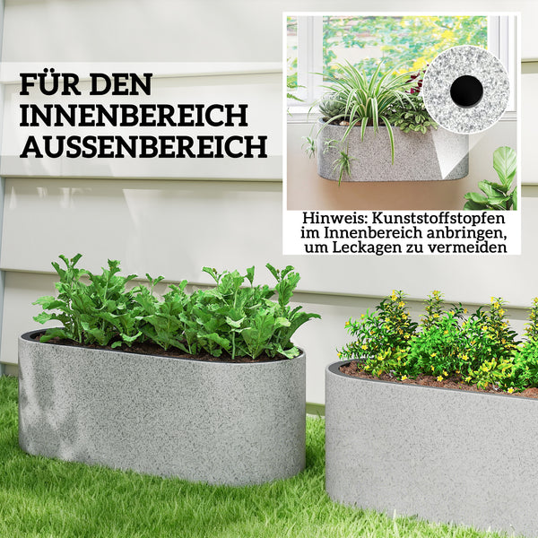 Blumentopf hängend 2er Set mit Ablauf für Balkon hellgrau