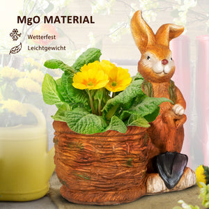 Blumentopf mit Entwässerung im Hase-Design aus MgO Braun